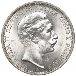 Germany, Prussia, Wilhelm II, 3 mark 1909