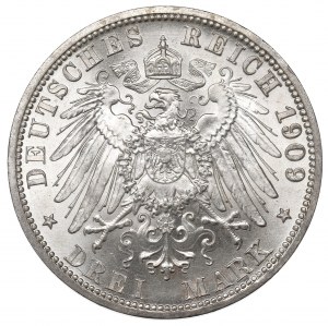 Germany, Prussia, Wilhelm II, 3 mark 1909