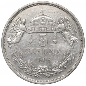 Hungary, 5 korona 1908