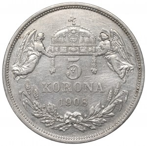 Hungary, 5 korona 1908