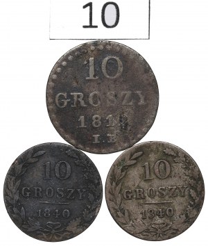 Post-partition Poland, Set of 10 pennies 1812-40