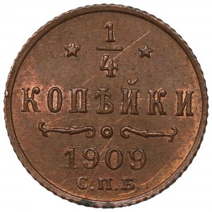 Russia, Nicholas II, 1/4 kopeck 1909