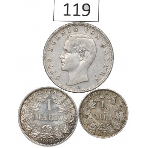 Niemcy, Zestaw 1/2-2 marki 1905-15