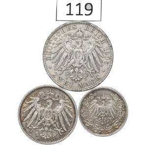 Niemcy, Zestaw 1/2-2 marki 1905-15