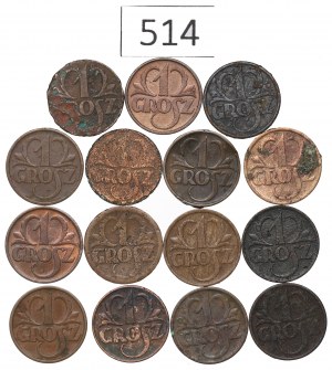Second Republic, Set of 1 penny 1923-39