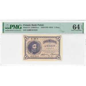 II Republic of Poland, 1 zloty 1919 - PMG 64 EPQ