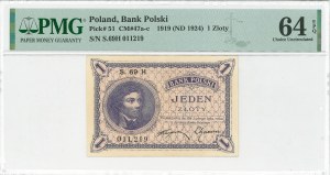 II Republic of Poland, 1 zloty 1919 - PMG 64 EPQ