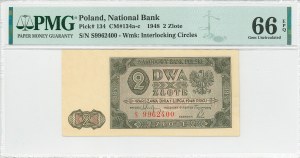 PRL, 2 zloty 1948 ser. S - PMG 66 EPQ