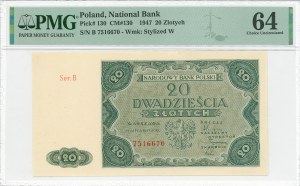 PRL, 20 zloty 1947 B - PMG 64