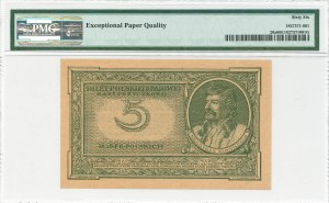 II RP, 5 Polish marks 1919 IX - PMG 66 EPQ - TOP POP