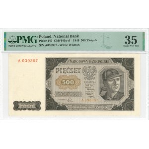 PRL, 500 złotych 1948 A - PMG 35