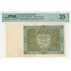 II RP, 20 złotych 1926 B.B. - PMG 25