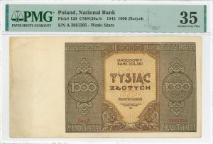People's Republic of Poland, 1000 gold 1945 A - PMG 35