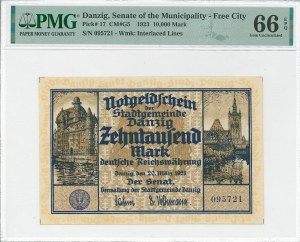 Gdansk, 10,000 marks 1923 - PMG 66 EPQ - OKAZOWY !