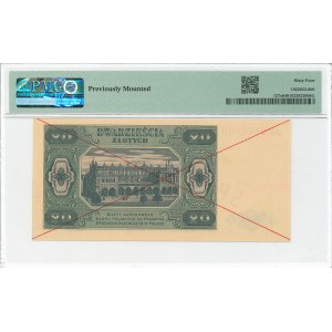 PRL, 20 złotych 1948 AD - SPECIMEN - PMG 64