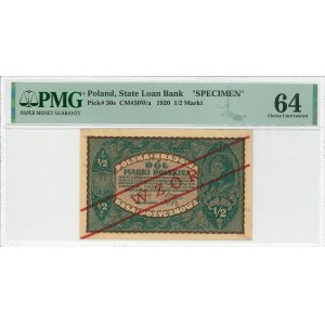II RP, 1/2 marki polskiej 1920 - WZÓR - PMG 64