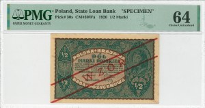 II RP, 1/2 Polish mark 1920 - MODEL - PMG 64