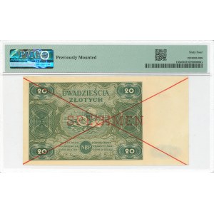 PRL, 20 złotych 1947 A 1234567 - SPECIMEN - PMG 64