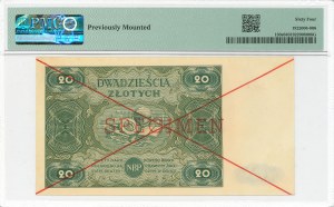 People's Republic of Poland, 20 zloty 1947 A 1234567 - SPECIMEN - PMG 64