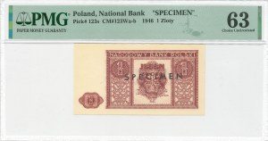 PRL, 1 zloty 1946 - SPECIMEN - PMG 63