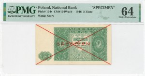 PRL, 2 zloty 1946 - SPECIMEN - PMG 64