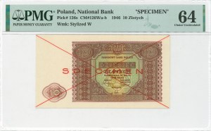 PRL, 10 zloty 1946 SPECIMEN - PMG 64