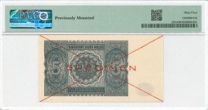 PRL, 5 zloty 1946 - SPECIMEN - PMG 64
