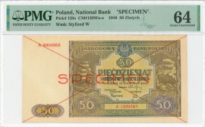 50 zloty 1946 A - SPECIMEN - PMG 64