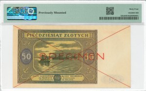 50 zloty 1946 A - SPECIMEN - PMG 64