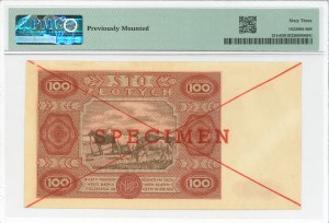 PRL, 100 zloty 1947 A - SPECIMEN - PMG 63
