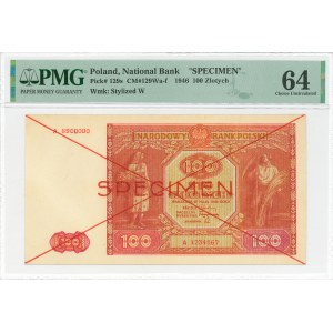 PRL, 100 złotych 1946 A - SPECIMEN - PMG 64