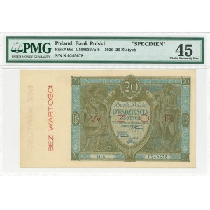 II RP, 20 złotych 1926 K - WZÓR - PMG 45