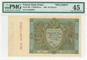 II RP, 20 zloty 1926 K - MODEL - PMG 45