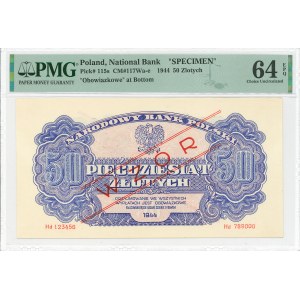 PRL, 50 złotych 1944 , ...owe Hd - WZÓR - PMG 64 EPQ