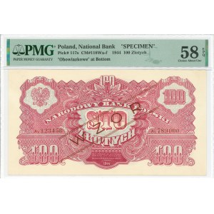 PRL, 100 złotych 1944 , ...owe Ay - WZÓR - PMG 58 EPQ