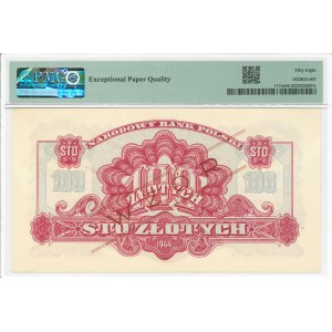 PRL, 100 złotych 1944 , ...owe Ay - WZÓR - PMG 58 EPQ