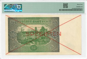 PRL, 500 zloty 1946 Dz - SPECIMEN - PMG 64