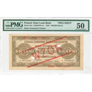II RP, 100.000 marek polskich 1923 A - WZÓR - PMG 50