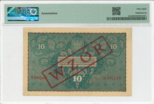 II RP, 10 Polish marks 1919 II Series D - MODEL - PMG 58