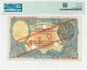 II RP, 100 zloty 1919 SC - MODEL - low overprint - PMG 25