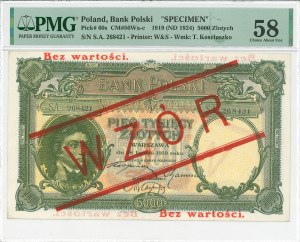 II RP, 5000 zloty 1919 S.A. - DESIGN - PMG 58
