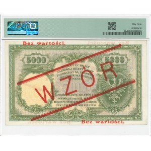 II RP, 5000 złotych 1919 S.A. - WZÓR - PMG 58