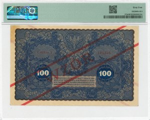 II RP, 100 Polish marks 1919 I Serja A 123,456 - MODEL - PMG 64