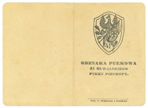 II RP, Legitimation of the badge of the 41st Suwalski Infantry Regiment - Lt. Gawuć