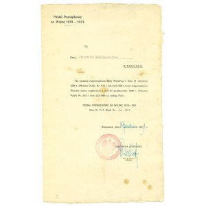 II RP, Informacja o nadaniu Medalu Za wojnę 1918-21 - por. Gawuć