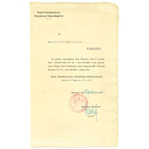 II RP, Information on the awarding of the Decade of Independence Medal - Lt. Gawuć