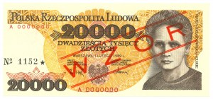 People's Republic of Poland, 20,000 zloty 1989 MODEL No. 1152