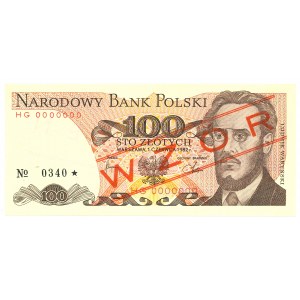 PRL, 100 złotych 1982 HG - WZÓR No. 0340