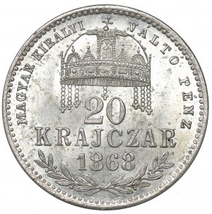 Hungary, 20 krajczar 1868