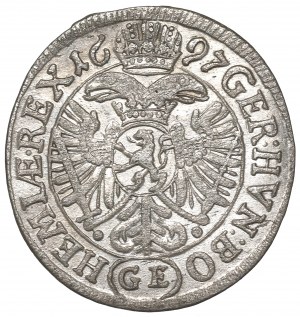 Bohemia under Habsburgs, Leopold, 3 kreuzer 1697, Prague